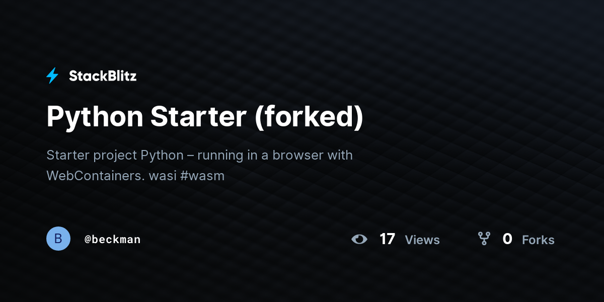 Python Starter (forked) - StackBlitz