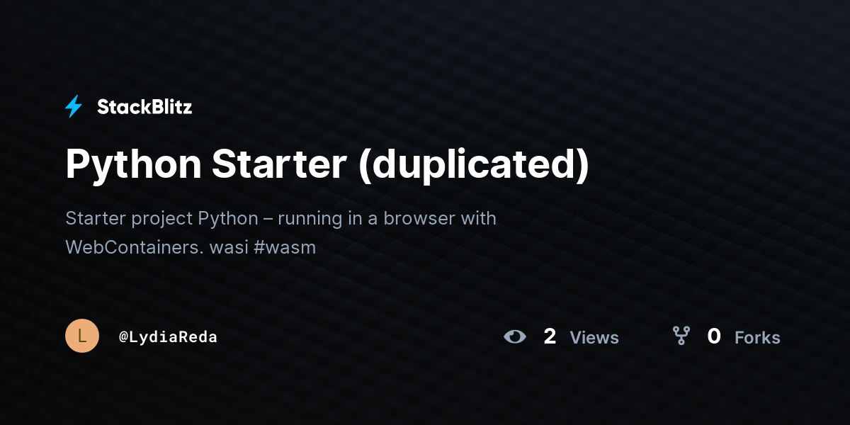 Python Starter (duplicated) - StackBlitz