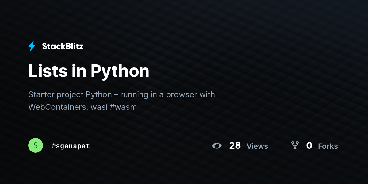 Lists in Python - StackBlitz