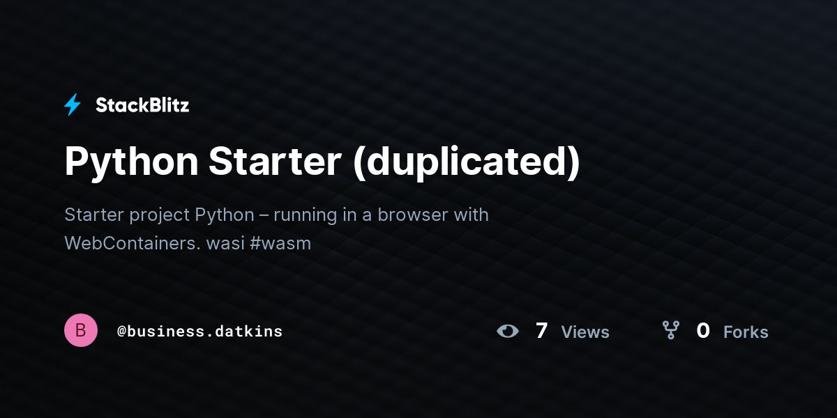 Python Starter (duplicated) - StackBlitz