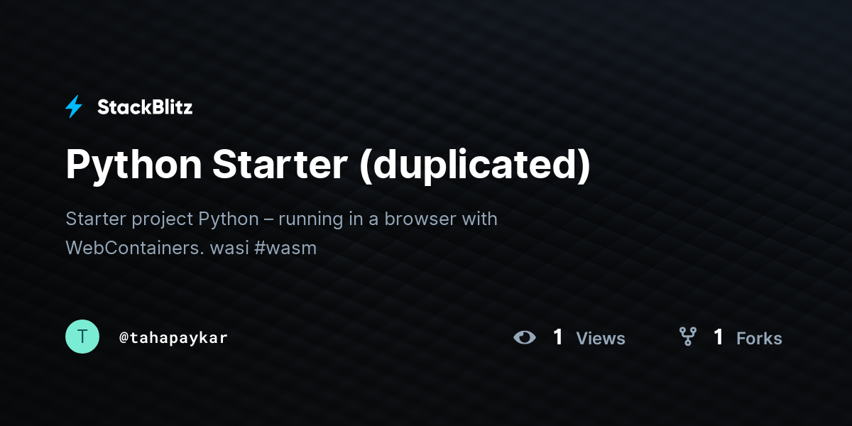Python Starter (duplicated) - StackBlitz