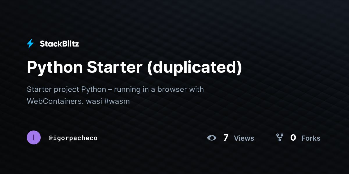 Python Starter (duplicated) - StackBlitz