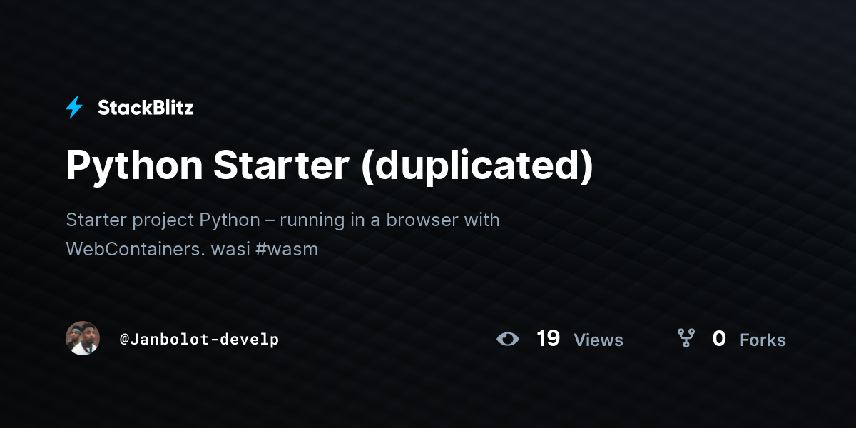 Python Starter (duplicated) - StackBlitz