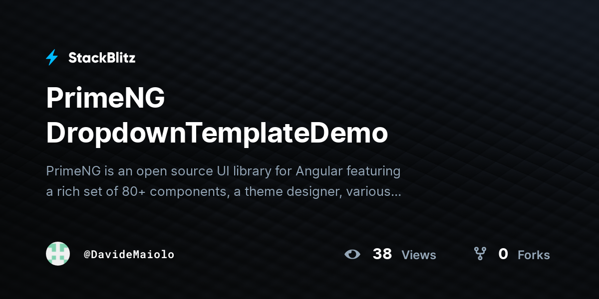 PrimeNG DropdownTemplateDemo - StackBlitz