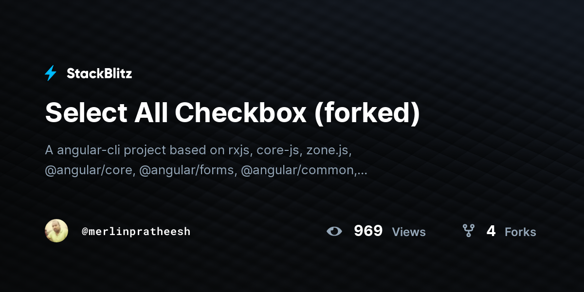 Select All Checkbox (forked) - StackBlitz