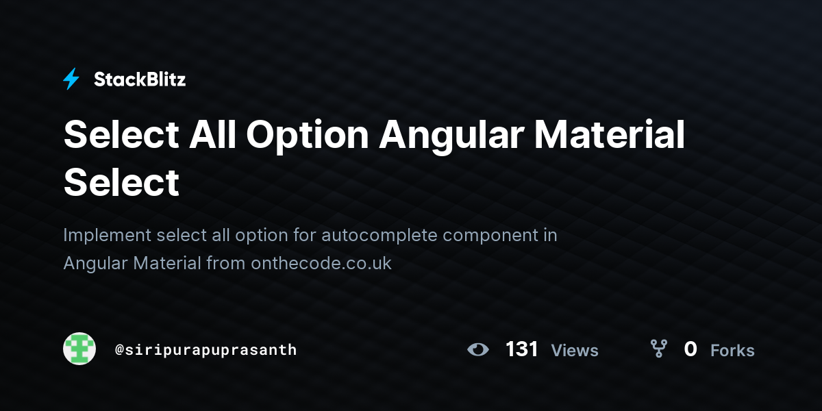 Select All Option Angular Material Select - StackBlitz