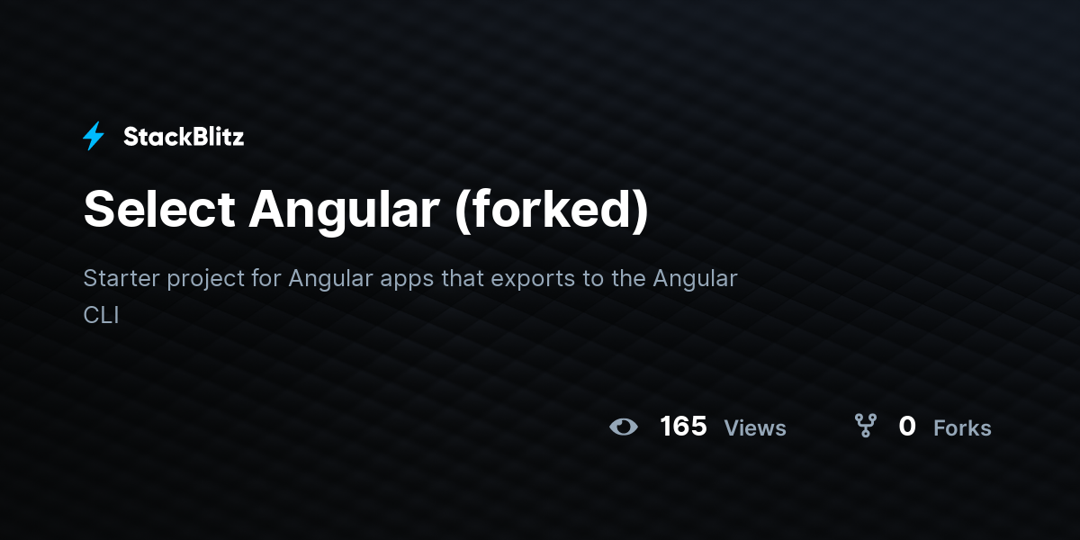Select Angular (forked) - StackBlitz
