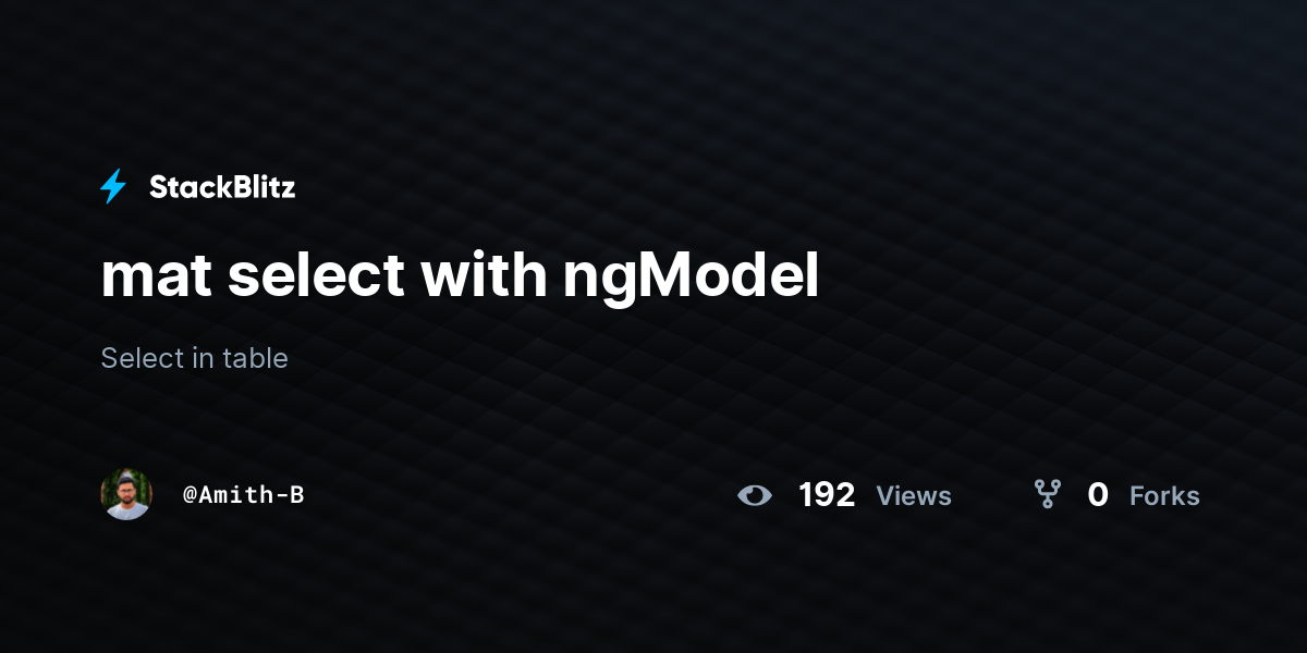 mat select with ngModel - StackBlitz