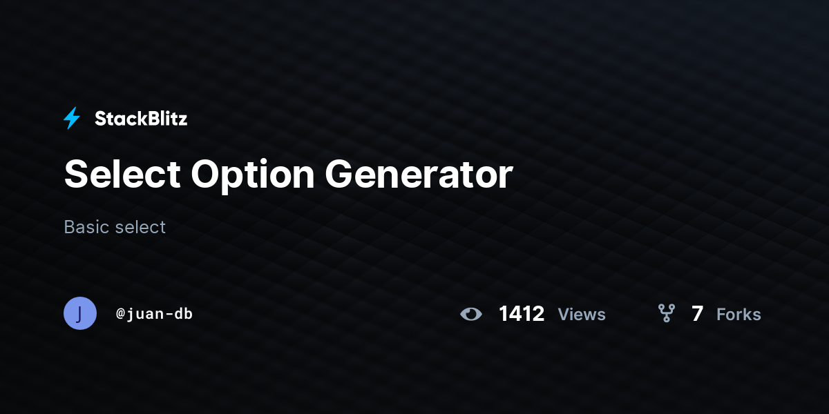 Select Option Generator - StackBlitz