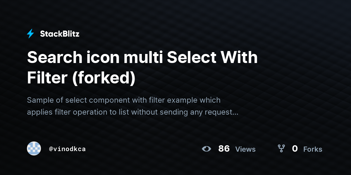 Search icon multi Select With Filter (forked) - StackBlitz