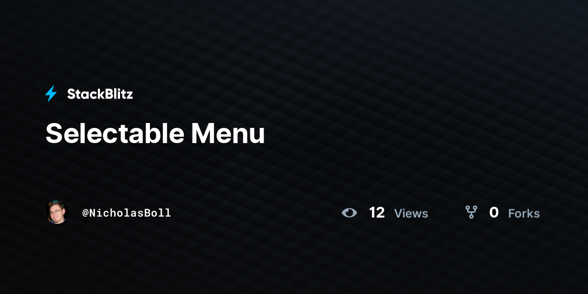 Selectable Menu - StackBlitz