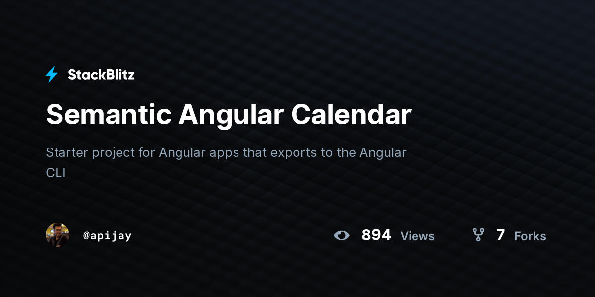 Semantic Angular Calendar - StackBlitz
