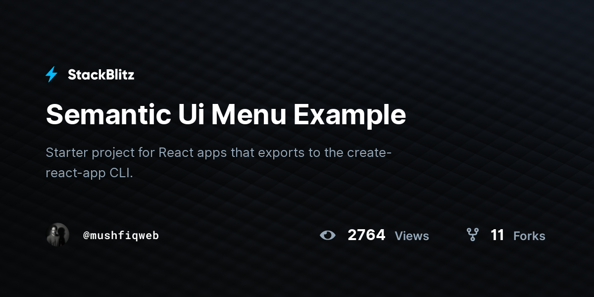 Semantic Ui Menu Example - StackBlitz