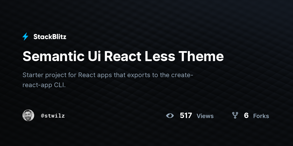 Semantic Ui React Less Theme - StackBlitz