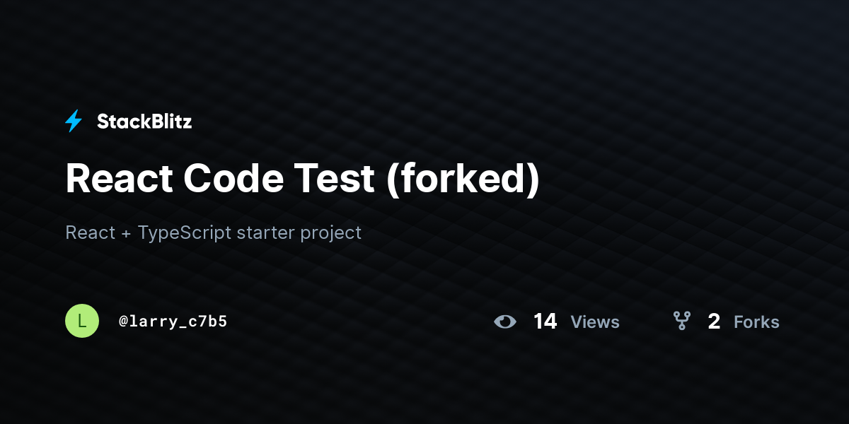 React Code Test (forked) - StackBlitz