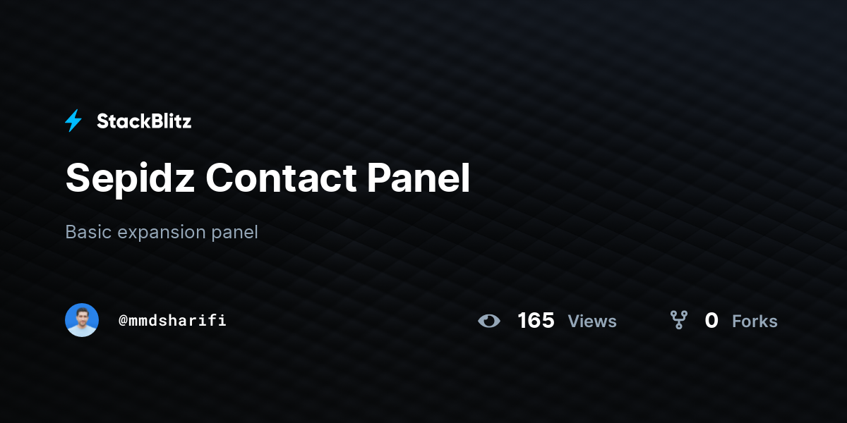 Sepidz Contact Panel - StackBlitz