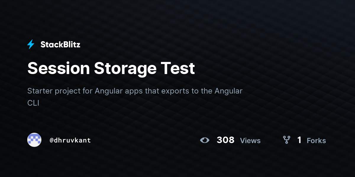 Session Storage Test StackBlitz