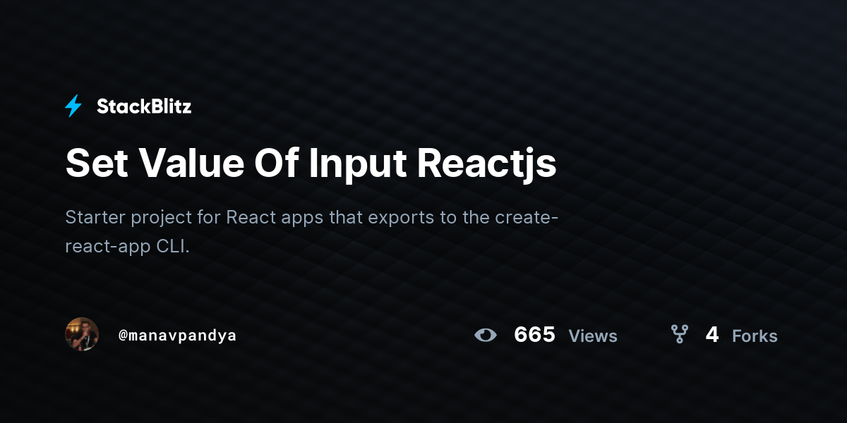 Set Value Of Input Reactjs - StackBlitz