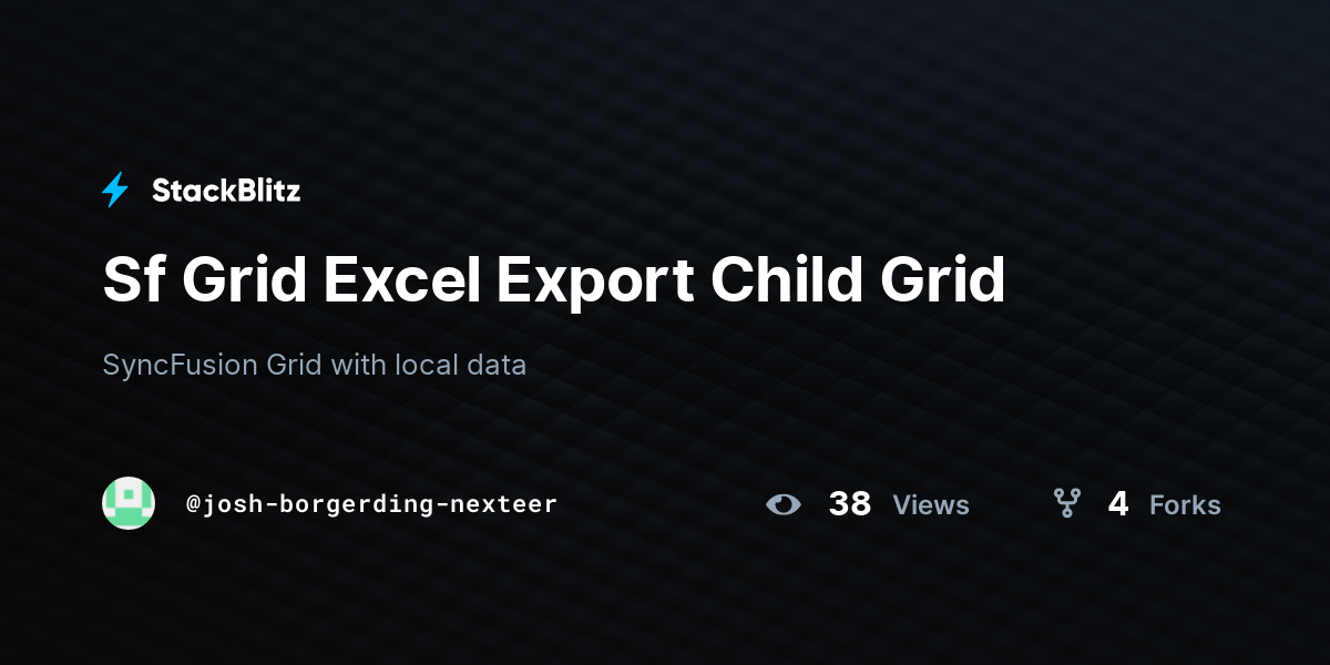 Sf Grid Excel Export Child Grid - StackBlitz