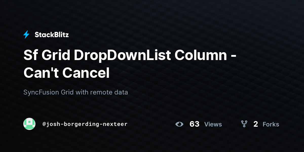 Sf Grid DropDownList Column - Can't Cancel - StackBlitz
