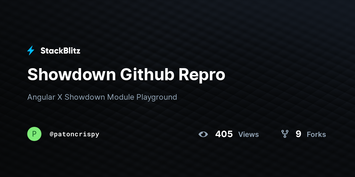 Showdown Github Repro - StackBlitz