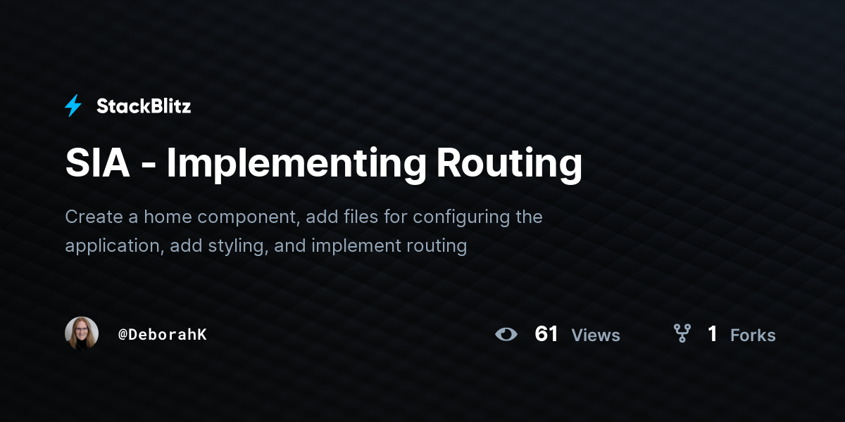 SIA - Implementing Routing - StackBlitz