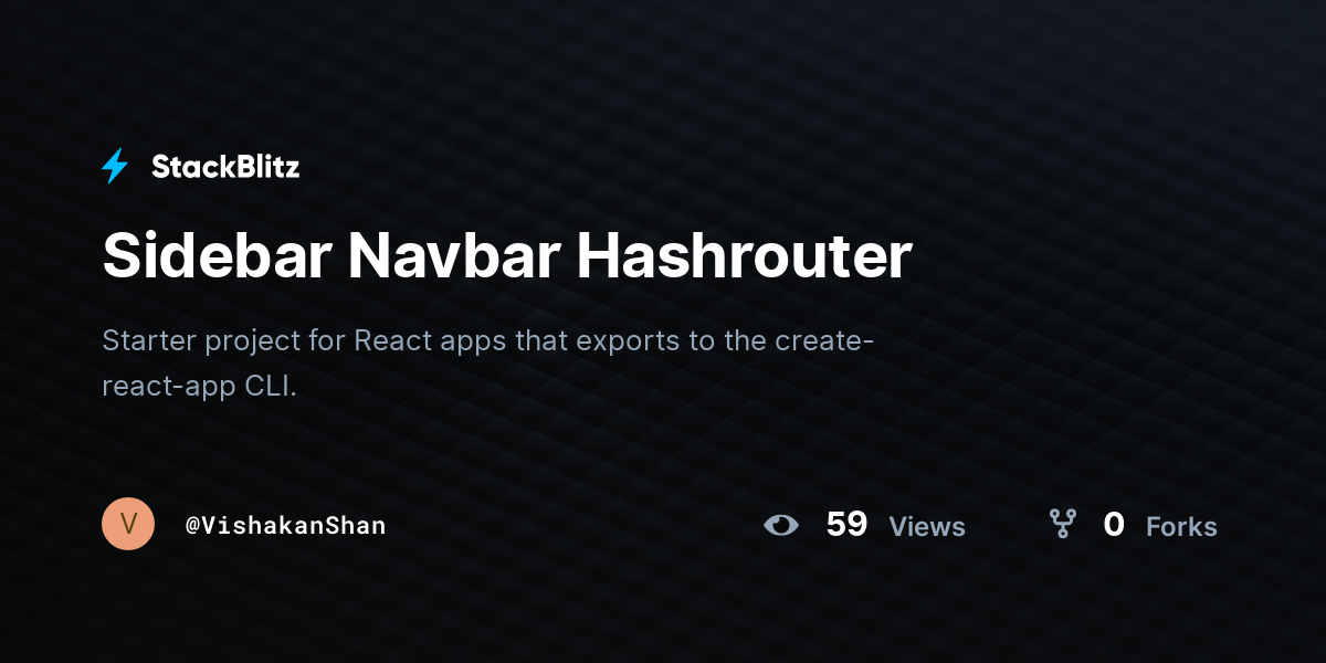 Sidebar Navbar Hashrouter - StackBlitz