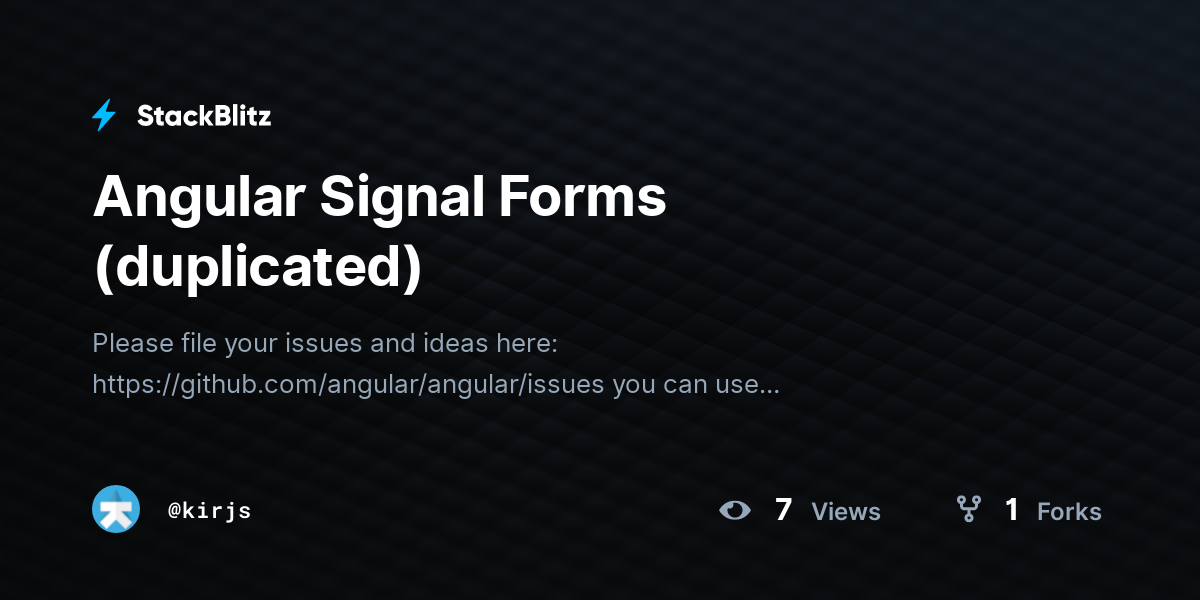 Angular Signal Forms (duplicated) - StackBlitz