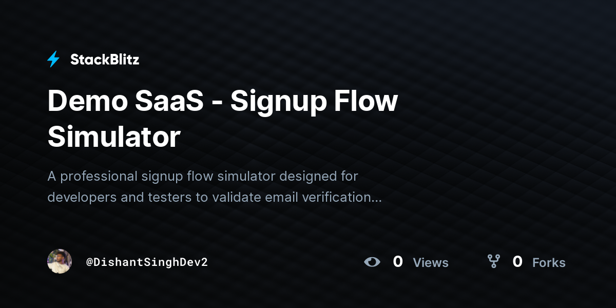 Demo SaaS - Signup Flow Simulator - StackBlitz