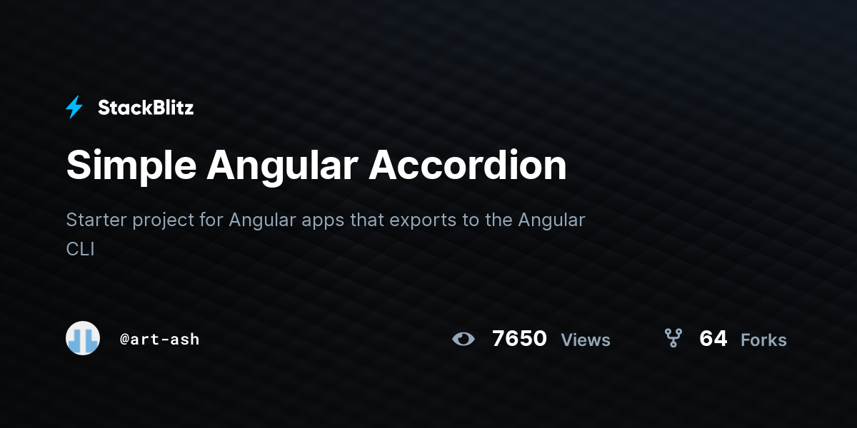 Simple Angular Accordion - StackBlitz
