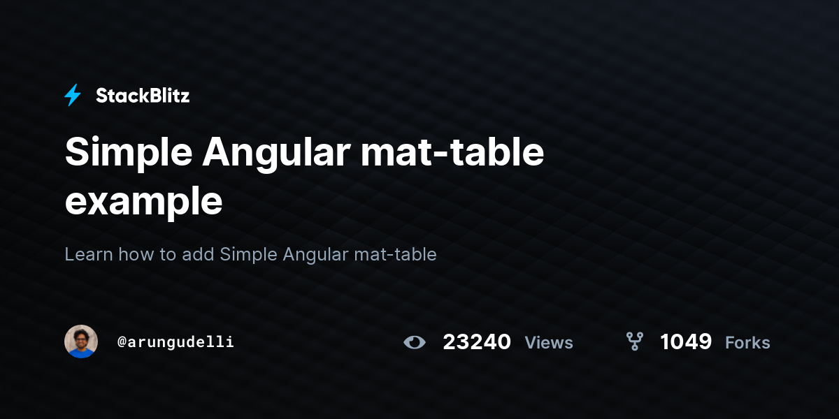 Simple Angular Mat-table Example - StackBlitz