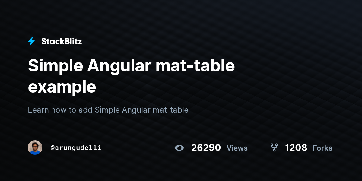 Simple Angular mat-table example - StackBlitz