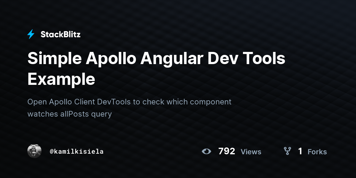 Simple Apollo Angular Dev Tools Example - StackBlitz