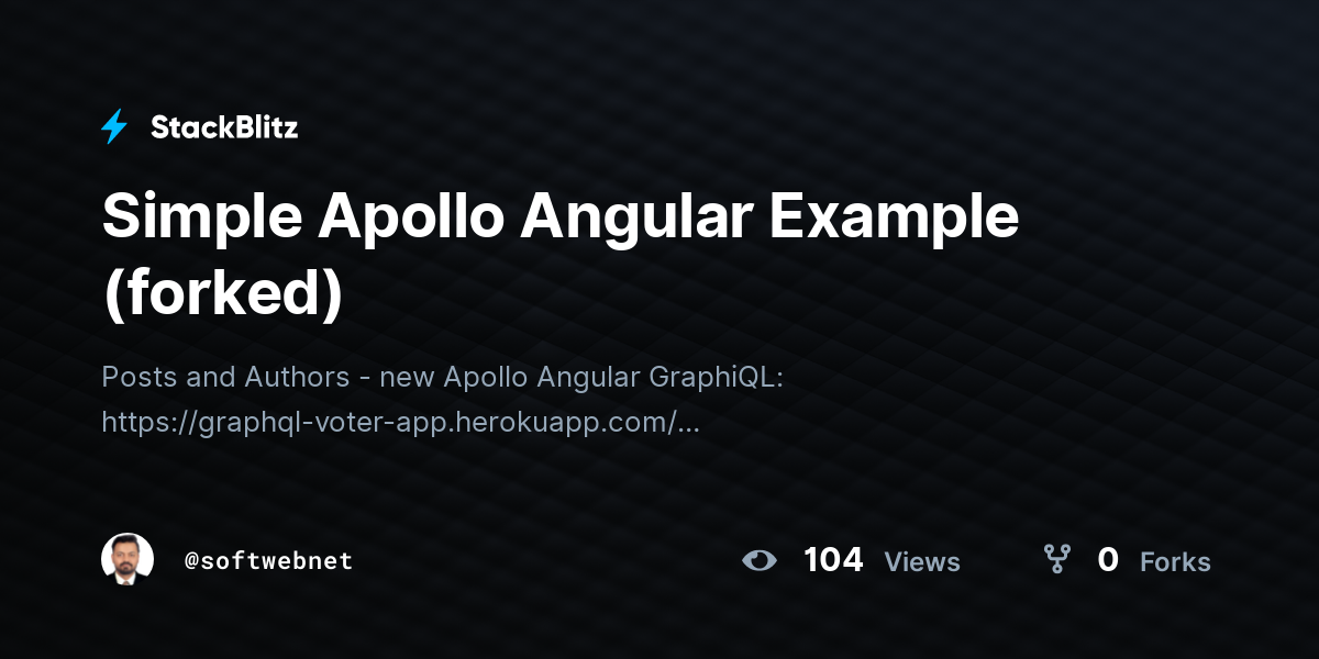 Simple Apollo Angular Example (forked) - StackBlitz