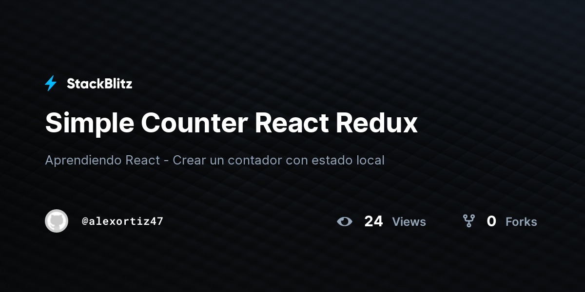 Simple Counter React Redux - StackBlitz