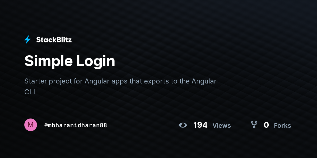 Simple Login - StackBlitz