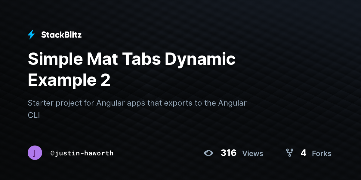 Simple Mat Tabs Dynamic Example 2 - StackBlitz