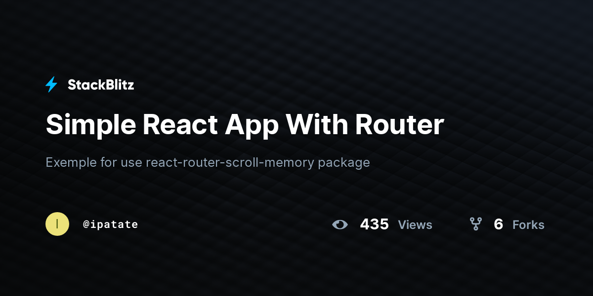 Simple React App With Router - StackBlitz