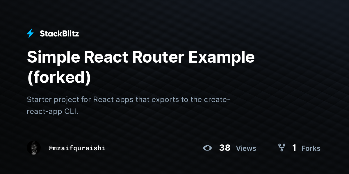 React Router Example Stackblitz