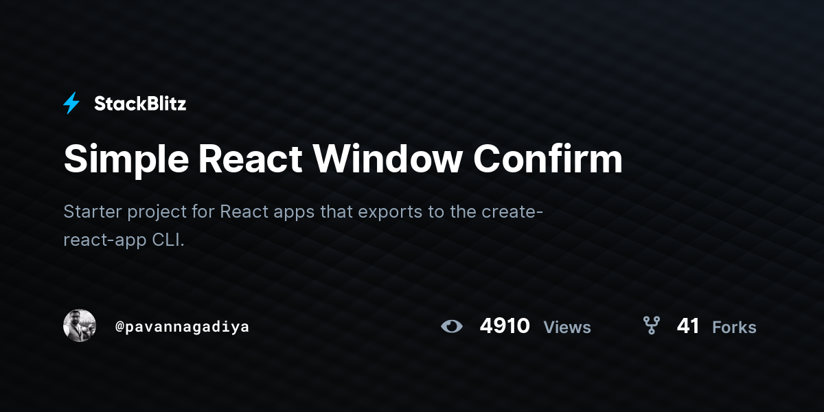 Simple React Window Confirm StackBlitz