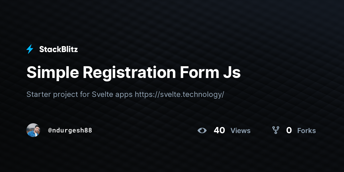 Simple Registration Form Js - StackBlitz