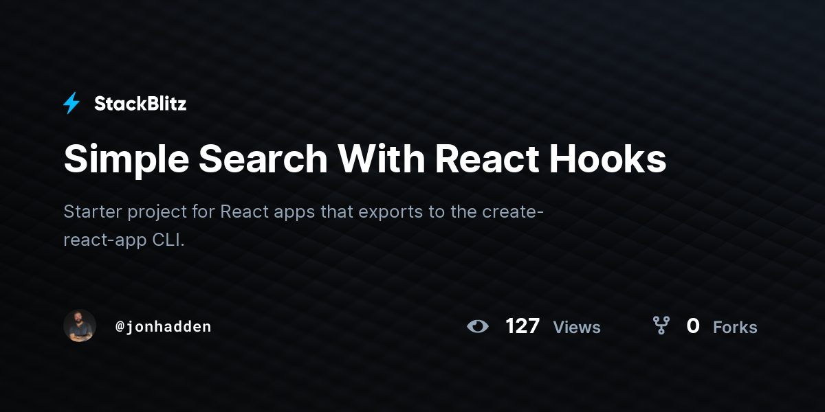 Simple Search With React Hooks - StackBlitz