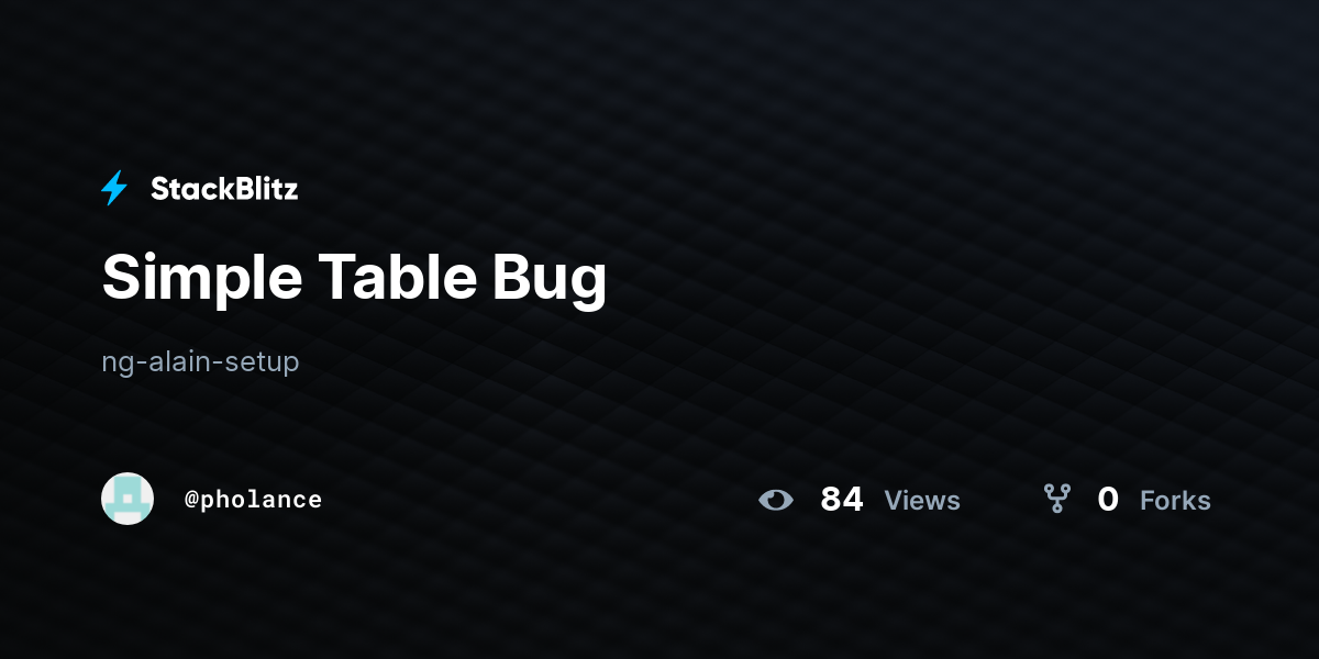 Simple Table Bug - StackBlitz