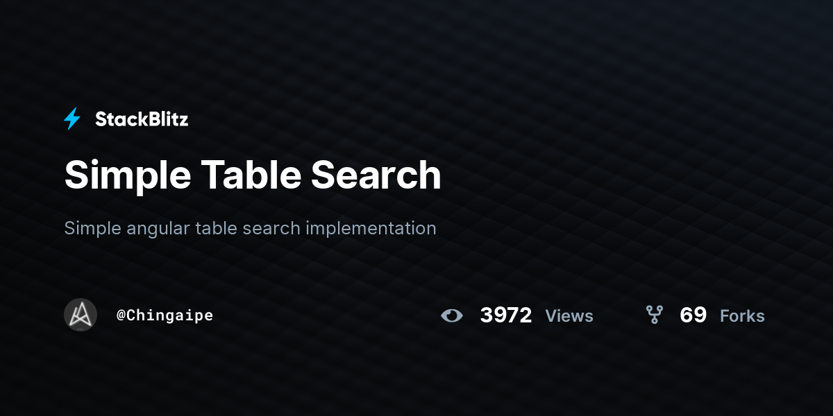 Simple Table Search - StackBlitz