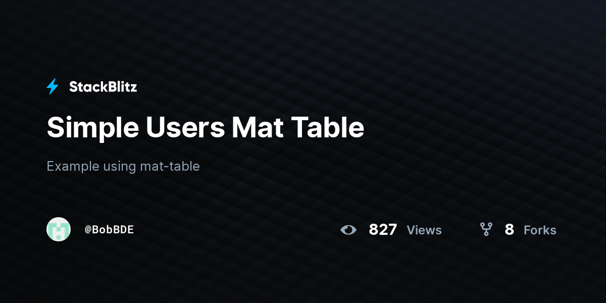Simple Users Mat Table - StackBlitz