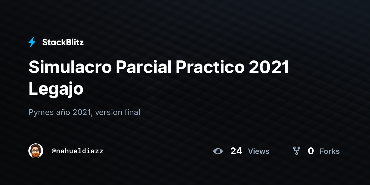 Simulacro Parcial Practico 2021 Legajo - StackBlitz
