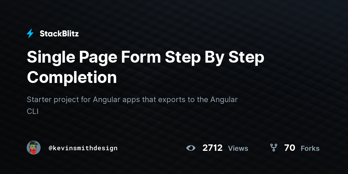 Single Page Form Step By Step Completion - StackBlitz