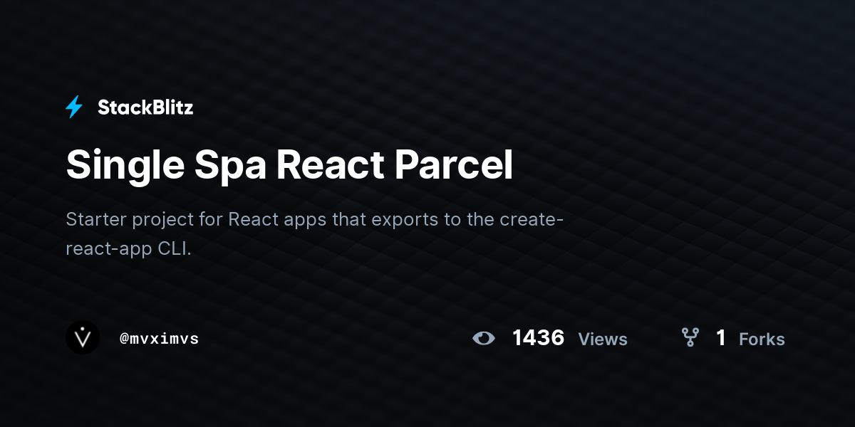 Single Spa React Parcel - StackBlitz