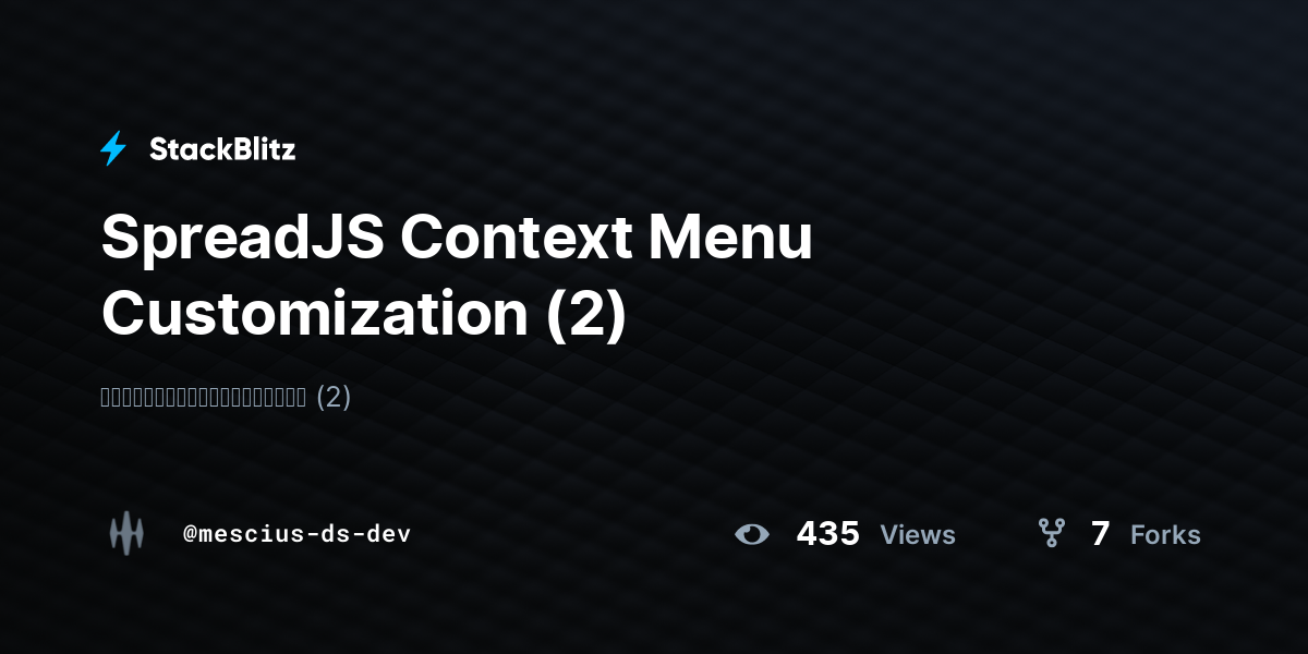 SpreadJS Context Menu Customization (2) - StackBlitz
