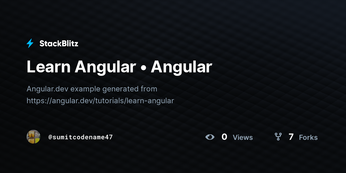 Learn Angular • Angular - StackBlitz